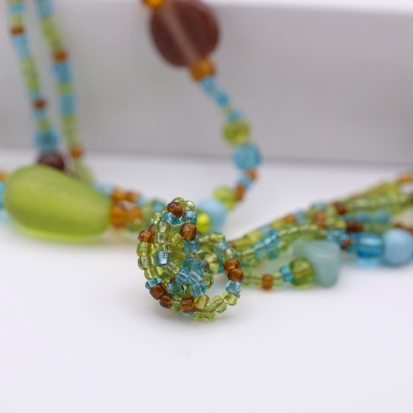 Artisan multi strand tassel necklace Shades of the ocean beads Mermaidcore - Picture 13 of 15